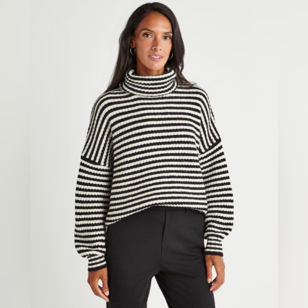 NWT Splendid x Cella Jane Cashblend Striped Turtleneck Sweater